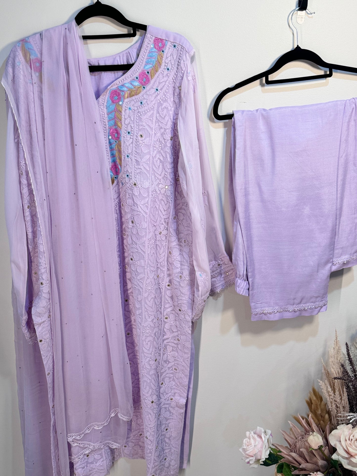 chikankari parsi fusion 3 pc
