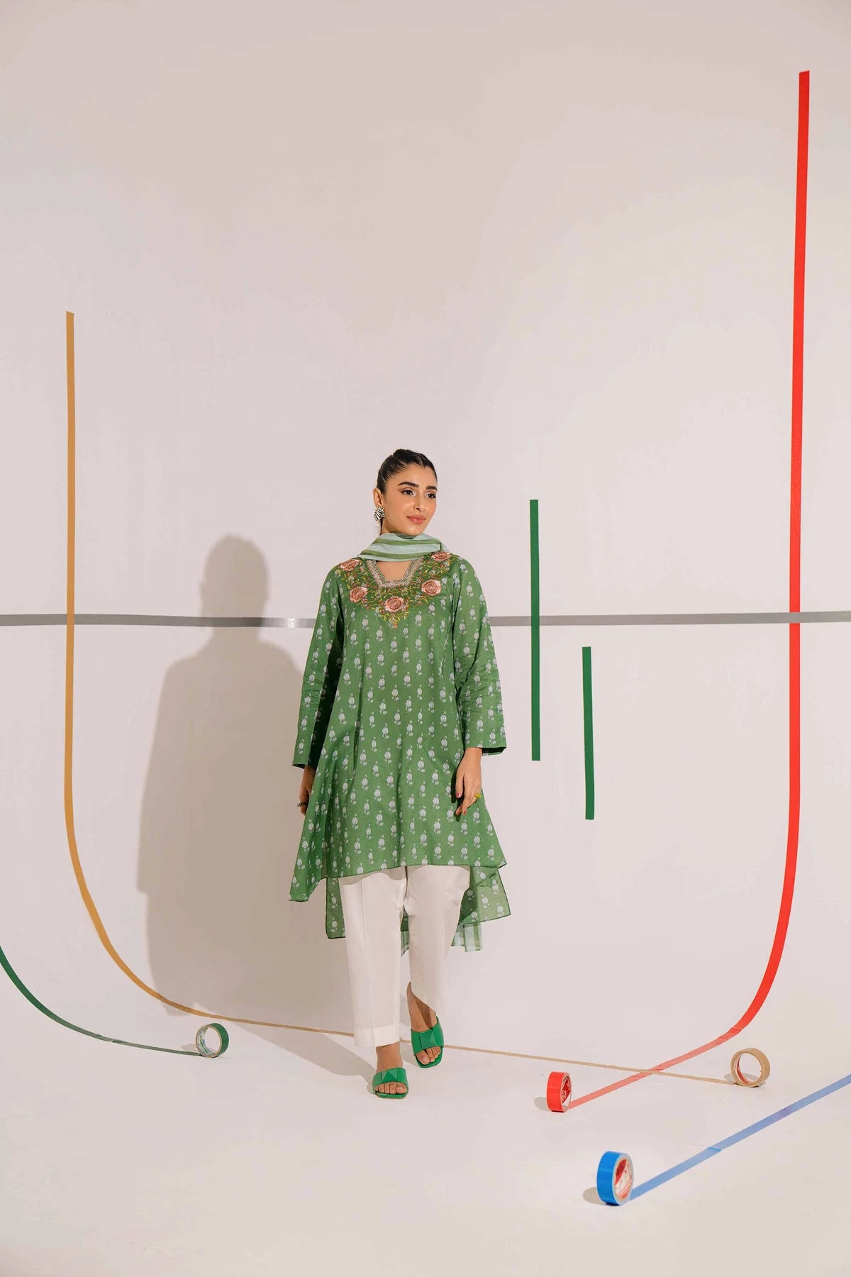 2 Piece - Printed Embroidered Suit