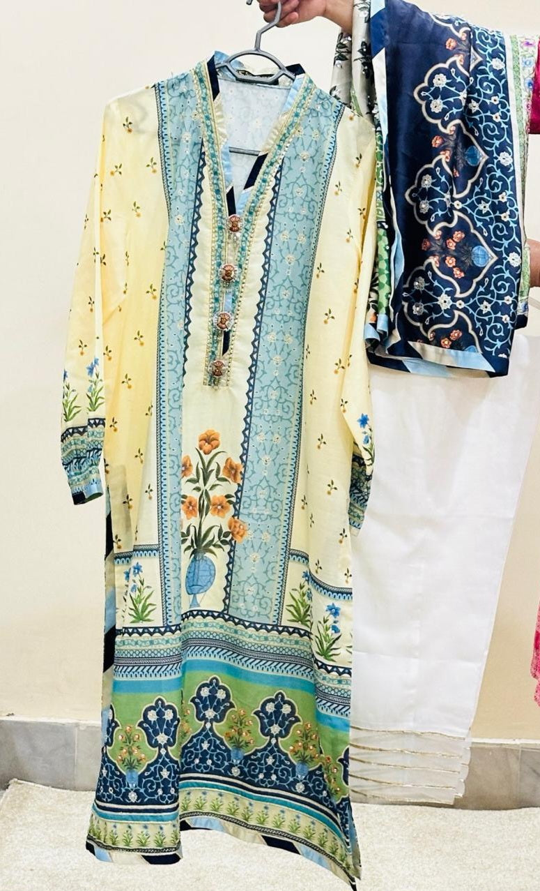 Cotton silk 3 piece