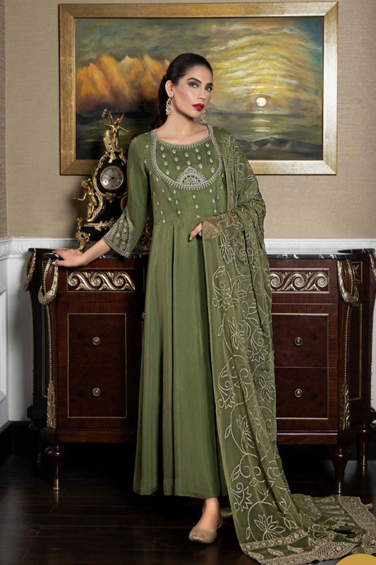 Nishat green and gold  Cotton Silk 2 Piece