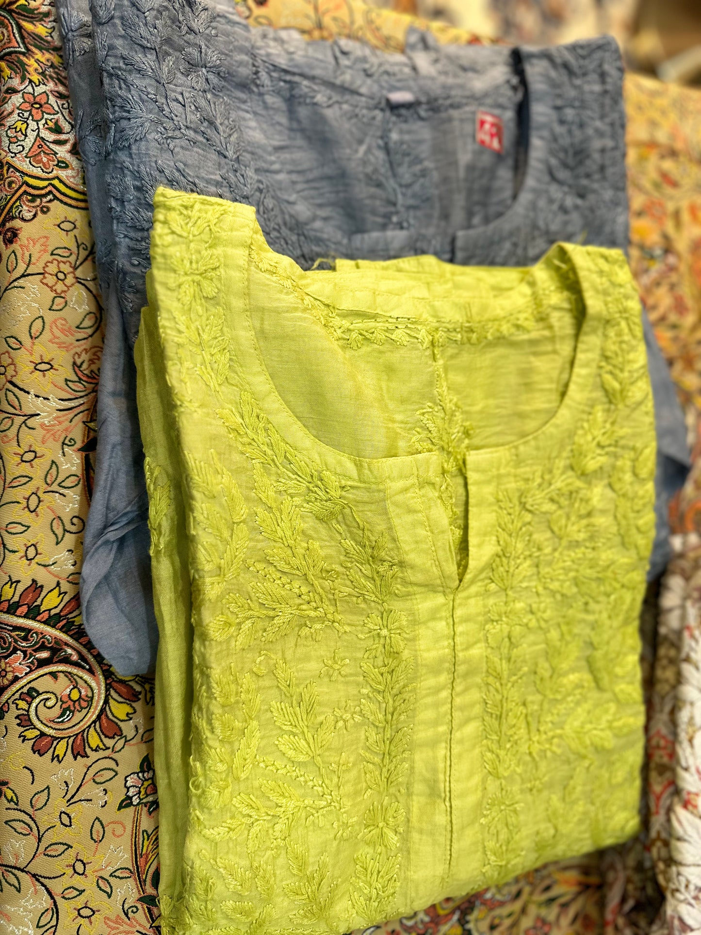 Chikankari lime green 3 pc set