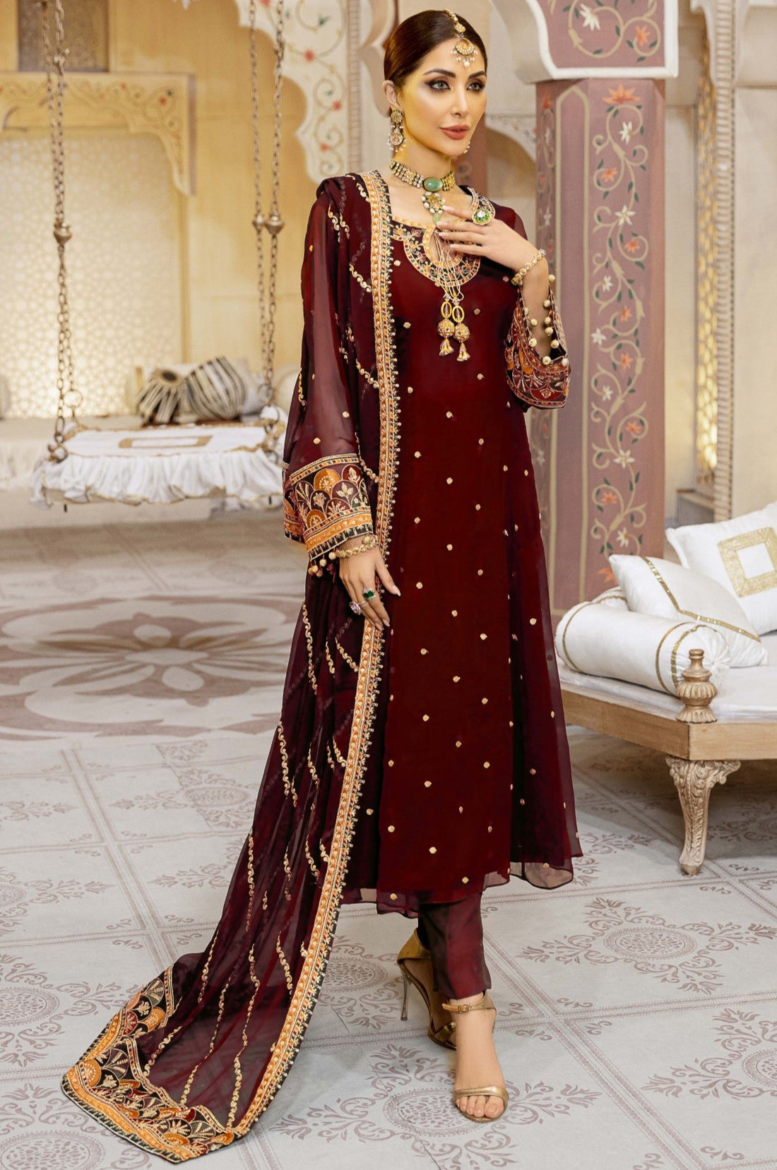 Mohagni Chiffon Embroided 3 Piece