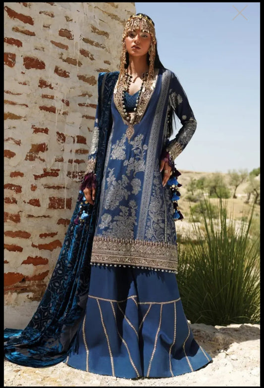 Lawn Embroidered Velvel Shawl 3 Piece