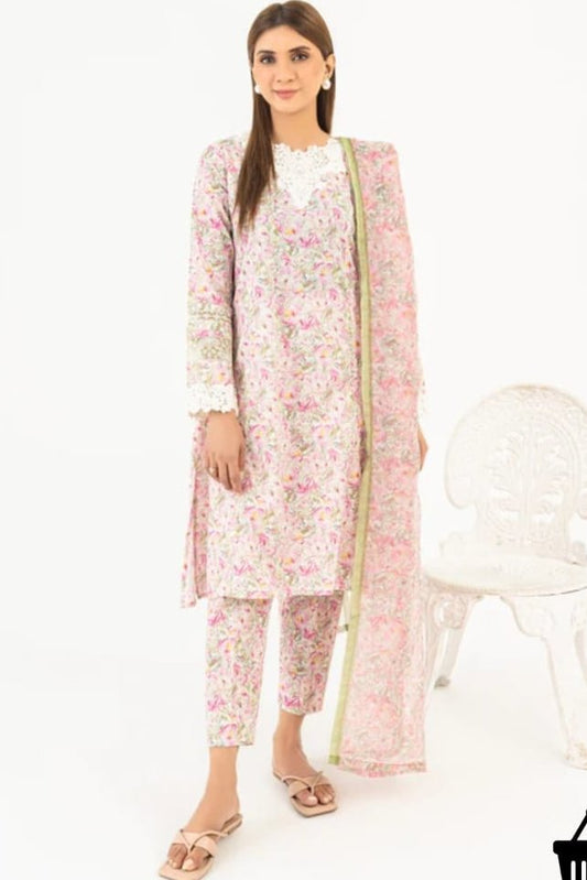 3 Piece Printed Lawn Embroidered